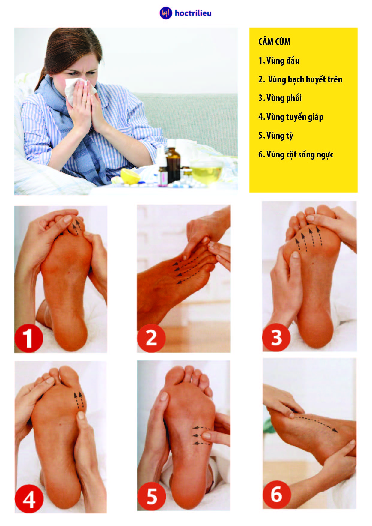 Trị liệu cảm mạo bằng massage bàn chân
